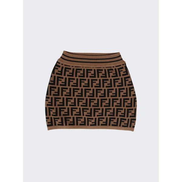 Fendi Kids | Monogram Knitted Skirt Brown For Discount