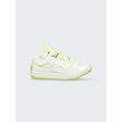 Lanvin | Men | Leather Curb Sneakers | White x Fluorescent Yellow For Cheap