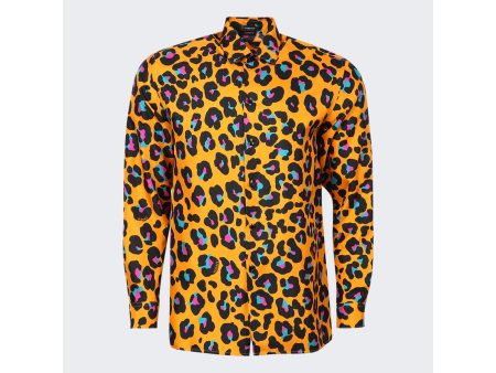 Versace | Leopard Print Shirt | Orange Online Hot Sale