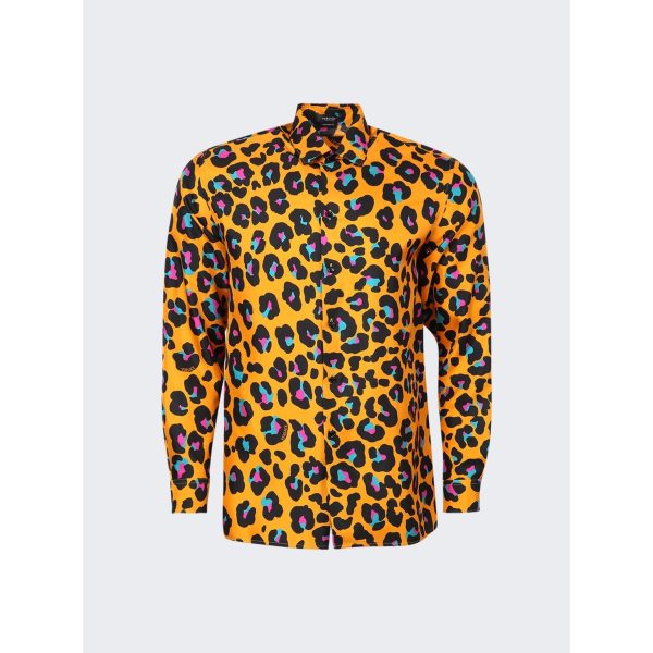 Versace | Leopard Print Shirt | Orange Online Hot Sale