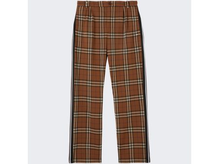 Burberry | Men | Side Stripe Check Jacquard Wide-leg Trousers | Brown For Sale