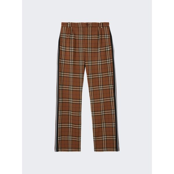 Burberry | Men | Side Stripe Check Jacquard Wide-leg Trousers | Brown For Sale