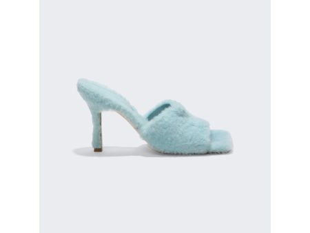 Bottega Veneta | Women | Stretch High Heel Shearling Sandal | Pale Blue Online now