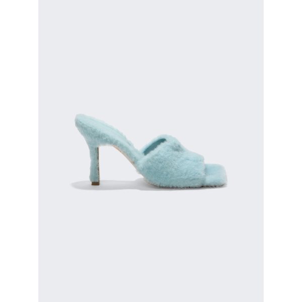 Bottega Veneta | Women | Stretch High Heel Shearling Sandal | Pale Blue Online now