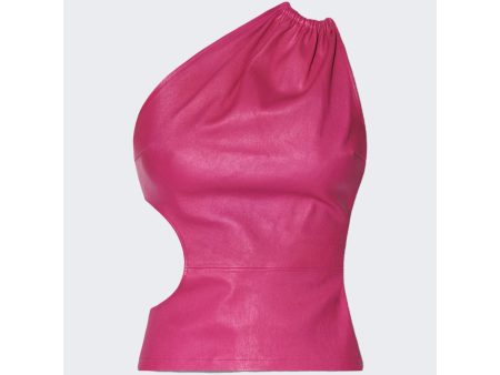 Amiri | Asymmetric Leather Tank Fuchsia Pink on Sale