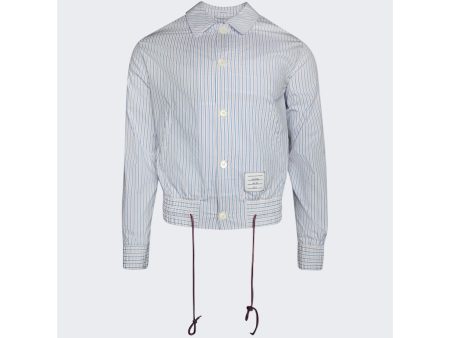 Thom Browne | Men | Seersucker Swim Tech Blouson Jacket | Light Blue Supply