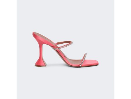 Amina Muaddi | Women | Gilda Crystal Slipper Heel Satin Bubble Pink Fashion