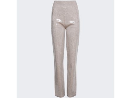 Burberry | Women | Sequinned Cashmere Cotton Blend Trousers | Beige Melange Supply