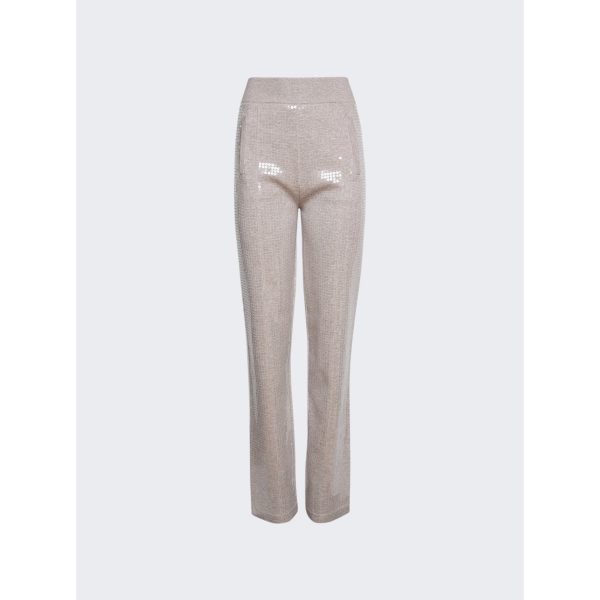 Burberry | Women | Sequinned Cashmere Cotton Blend Trousers | Beige Melange Supply