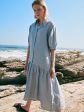 Ruffle Hem Linen Shirt Dress | Blue Sale