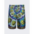 Versace | Twill Silk Mask Print Shorts | Acid Green x Teal Online