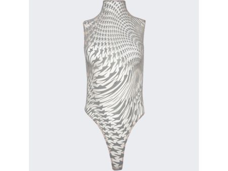 Mugler | Women | Star Print Bodysuit | Nude 01 x Graphite Hot on Sale