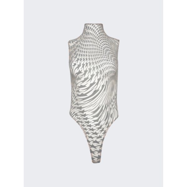 Mugler | Women | Star Print Bodysuit | Nude 01 x Graphite Hot on Sale