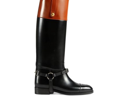 Gucci | Women | Knee-high Boot With Harness Black And Brown Discount