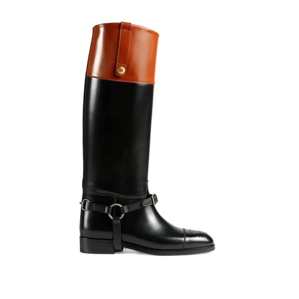 Gucci | Women | Knee-high Boot With Harness Black And Brown Discount