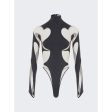 Mugler | Women | Sheer Panel Bodysuit | Black x Nude 01 Fashion