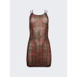 KNWLS | Women | Multi Strap Sport Dress With Logo Acid Plaid Ginger Red Hot on Sale