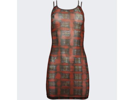 KNWLS | Women | Multi Strap Sport Dress With Logo Acid Plaid Ginger Red Hot on Sale