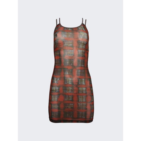 KNWLS | Women | Multi Strap Sport Dress With Logo Acid Plaid Ginger Red Hot on Sale