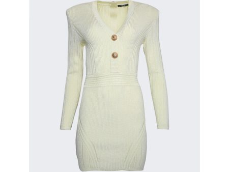 Balmain | Women | Short Knit Dress | Yellow Online