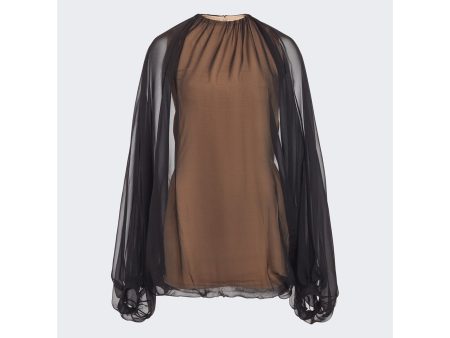 Valentino Garavani | Women | Chiffon Top | Black x Sand Discount