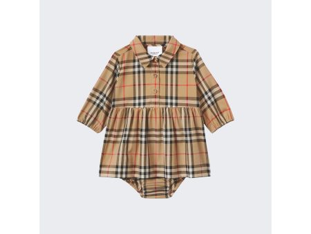 Burberry | Kids A Line Long Sleeve Onsie Dress Hot on Sale