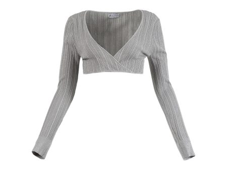 Ester Manas | Women | Long-sleeve Peephole Crop Top | Silver Online