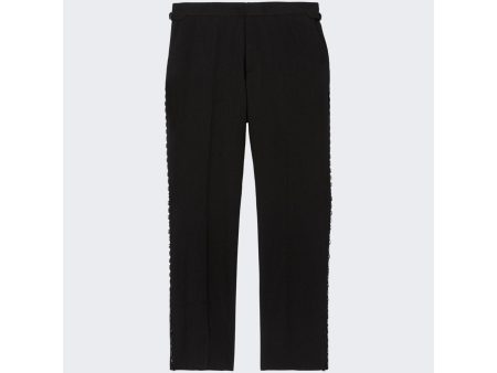 Burberry | Men | Classic Fit Crystal Stripe Wool Tuxedo Trousers Black Cheap