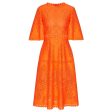 Valentino Garavani | Eyelet Lace A-line Midi Dress Orange on Sale