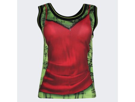 Y Project | Women | Jean Paul Gaultier Trompe-l oeil Lingerie Tank Top | Red x Green Online Hot Sale