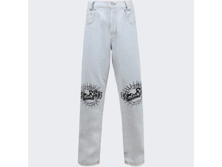 44 Label Group | Straight Light Denim Pants | Baby Blue Online Hot Sale