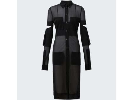 Burberry | Women | Cut-out Detail Sheer Jersey Shirt Dress | Black Supply