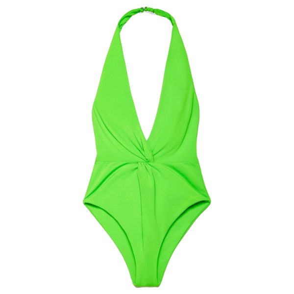 Mara Hoffman | Women | Solid Gabriela Halter Swimsuit | Intensity Green on Sale