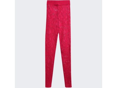 ALAÏA | Women | Lace Leggings | Fuchsia Discount