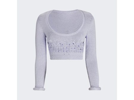 Christopher Esber | Women | Crochet Scoop Neck Long Sleeve Crop | Lilac Cheap