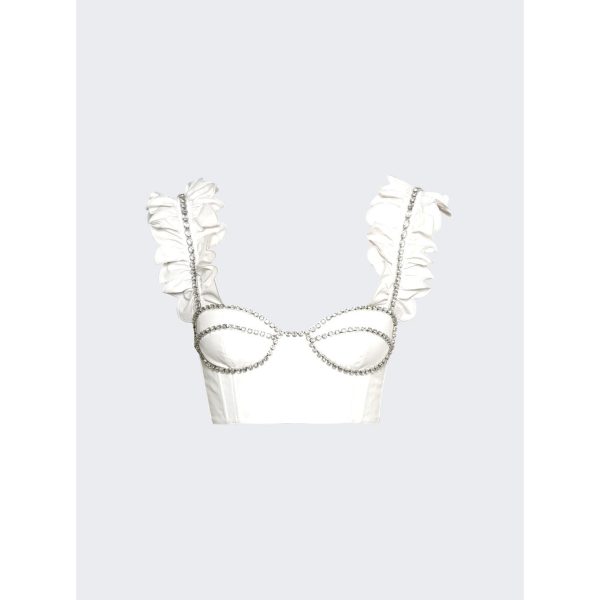 Area | Poplin Ruffle Bustier | White For Discount