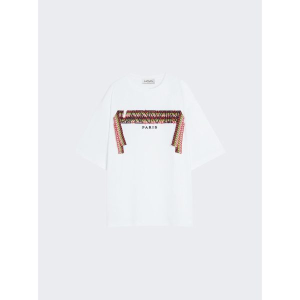 Lanvin | Men | Curb Embroidered T-shirt | Optic White x Green Online now