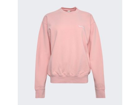 Sporty & Rich | Women | Serif Embroidered Crewneck Sweatshirt Rose Pink Discount