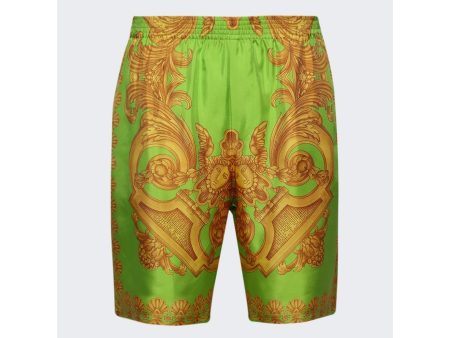 Versace | Barocco 660 Silk Shorts | Lime x Gold Hot on Sale