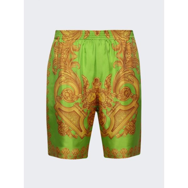 Versace | Barocco 660 Silk Shorts | Lime x Gold Hot on Sale