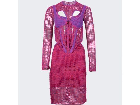 Dion Lee | Women | Stirrup Crochet Mini Dress Fuschia For Sale