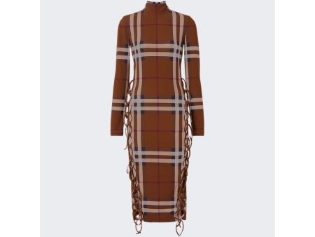 Burberry | Women | Check Stretch Jersey Side-tie Dress | Dark Birch Brown Online Hot Sale