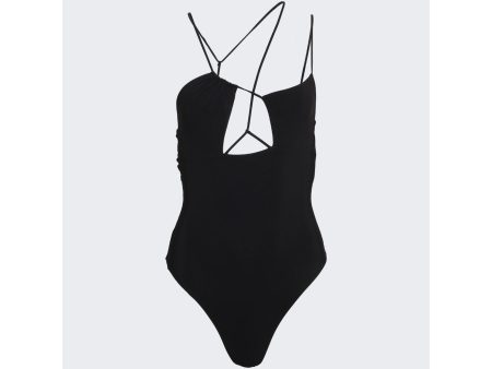 Nensi Dojaka | Women | Asymmetric Draped Bra Swimsuit | Black For Sale