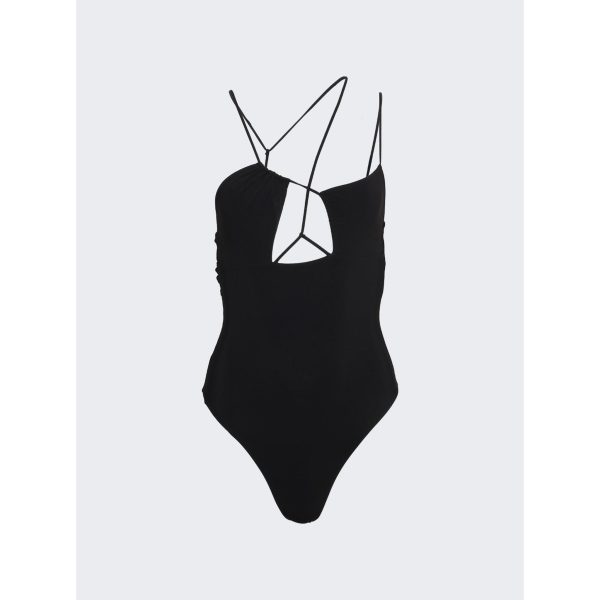 Nensi Dojaka | Women | Asymmetric Draped Bra Swimsuit | Black For Sale