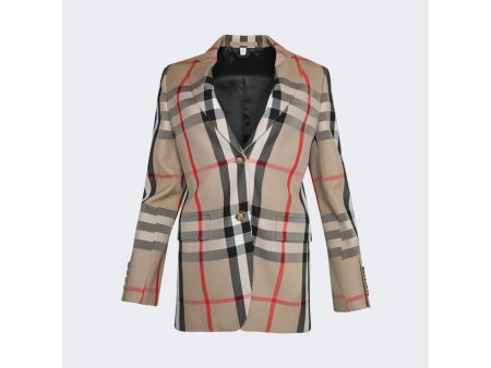 Burberry | Women | Check Wool Tailored Jacket | Archive Beige Hot on Sale