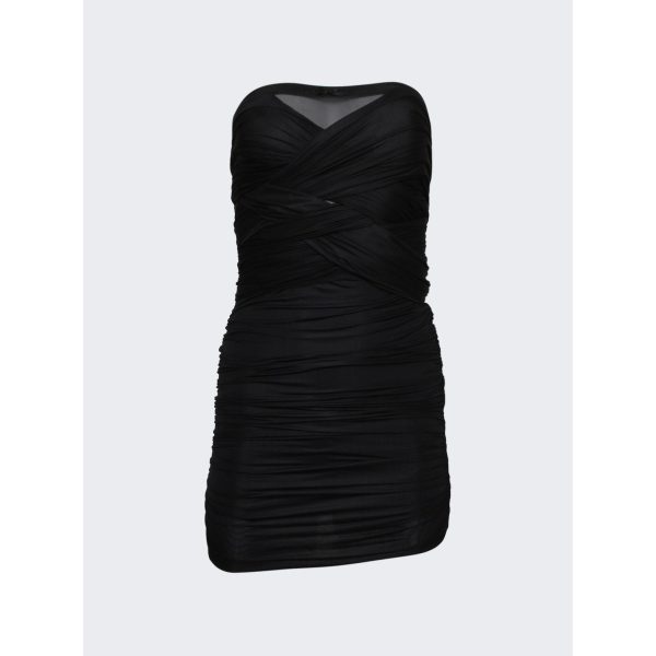 Alexander Wang | Women | Interwoven Ruched Tube Dress | Black on Sale