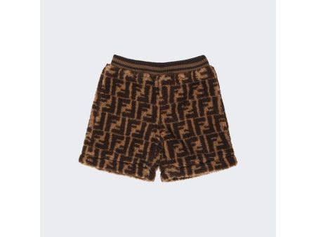 Fendi Kids | Fuzzy Monogram Shorts Brown And Black For Cheap