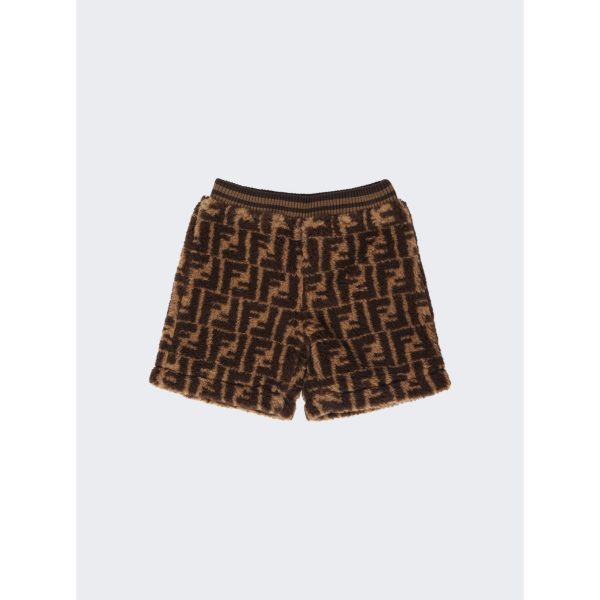 Fendi Kids | Fuzzy Monogram Shorts Brown And Black For Cheap