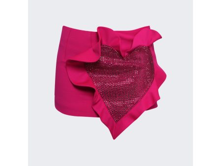 Area | Heart Ruffle Mini Skirt | Fuchsia Pink For Discount