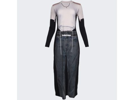 Y Project | Women | Jean Paul Gaultier Trompe-l oeil Y Belt Denim Mai Dress | Black x White Online Hot Sale